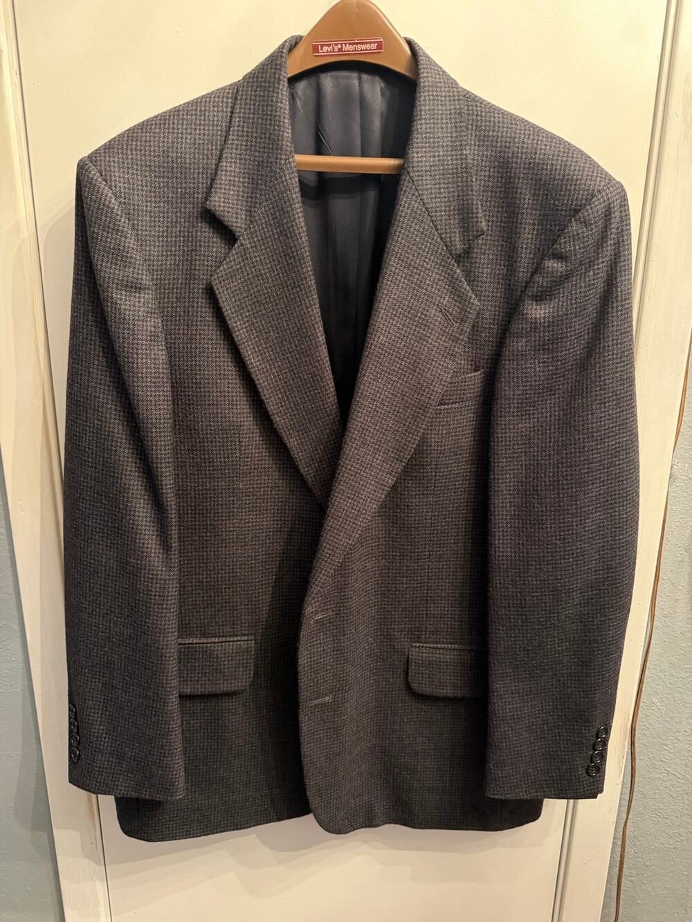 Oscar de la Renta Men's Gray Houndstooth Wool Blend Sport Coat Blazer 2 Button